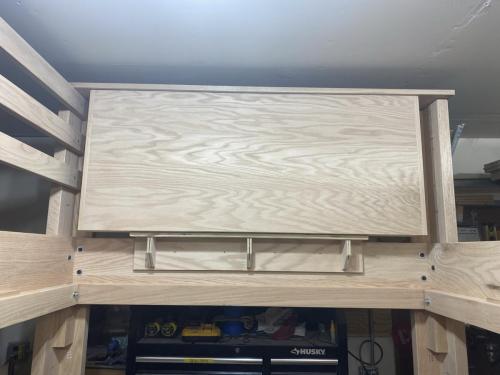 Upper storage headboard for Full/Full bunk